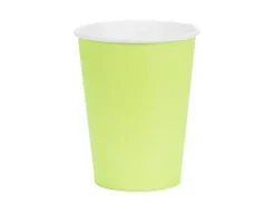 Kubeczki papierowe jednokolorowe jasnozielone 250ml 6 szt. PartyDeco