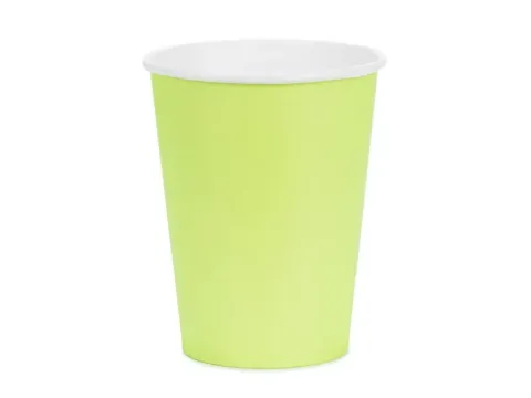 Kubeczki papierowe jednokolorowe jasnozielone 250ml 6 szt. PartyDeco