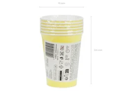 Kubeczki papierowe jednokolorowe żółte 250ml 6 szt. PartyDeco