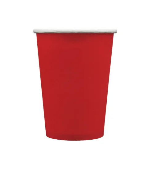 Kubeczki papierowe jednokolorowe Ciemny czerwony 100% papier 250ml 15 szt.