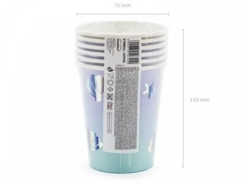 Kubeczki papierowe Narwal Syrenka Muszelki 220ml 6 szt