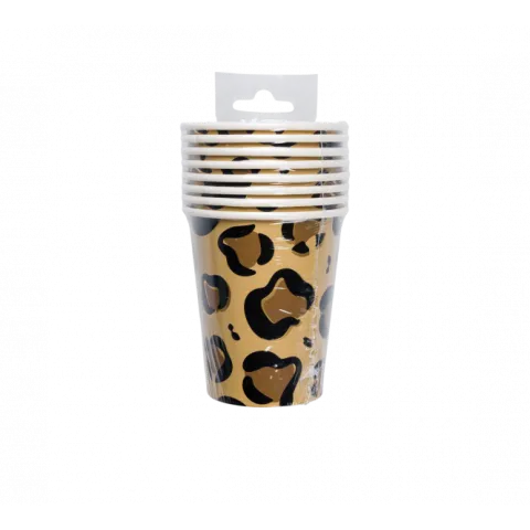 Kubeczki papierowe Safari lampart cętki 250 ml 8 szt.