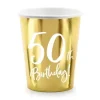 Kubeczki papierowe 50th Birthday złote 220 ml 6 szt.