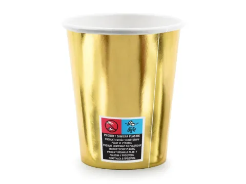 Kubeczki papierowe 50th Birthday złote 220 ml 6 szt.