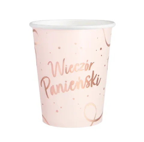 Kubeczki papierowe Wieczór Panieński rose gold 220 ml 6 szt.