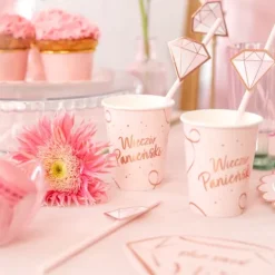 Kubeczki papierowe Wieczór Panieński rose gold 220 ml 6 szt.