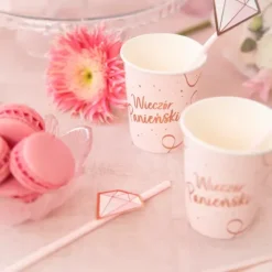 Kubeczki papierowe Wieczór Panieński rose gold 220 ml 6 szt.