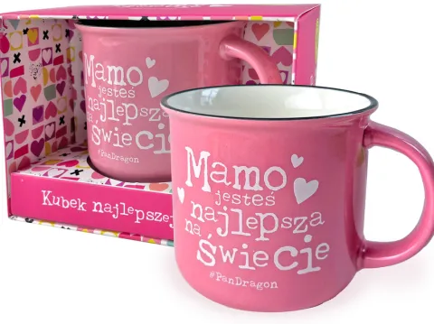 Kubek dla mamy prezent na Dzień Matki różowy 350 ml