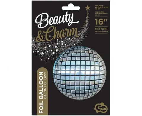 Kula DISCO srebrna balon foliowy 16 cali 40 cm