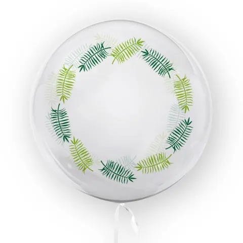 Kula transparentna balon foliowy Bubble 45 cm - Zielone Liście