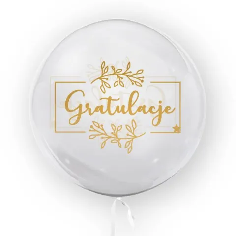 Kula transparentna balon foliowy Bubble 45 cm - Gratulacje