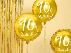 Liczba Urodzinowy okrągły balon foliowy ZŁOTY 18