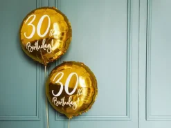 Liczba Urodzinowy okrągły balon foliowy ZŁOTY 18