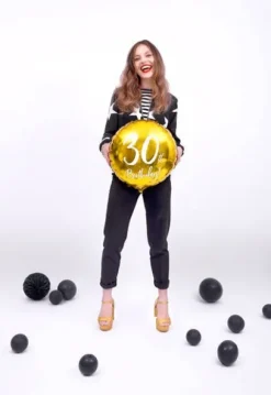 Liczba Urodzinowy okrągły balon foliowy ZŁOTY 18