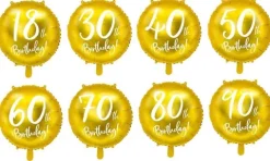 Liczba Urodzinowy okrągły balon foliowy ZŁOTY 18