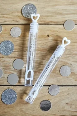 Małe bańki mydlane mini tuba serce białe