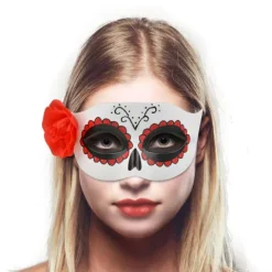 Maska wenecka meksykańska Dia de los Muertos z różą