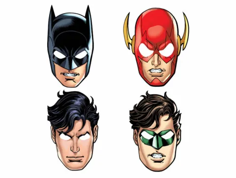 Maski papierowe Justice League 8 szt.
