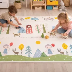 Mata edukacyjna piankowa dwustronna składana 150x200cm drzewa misie