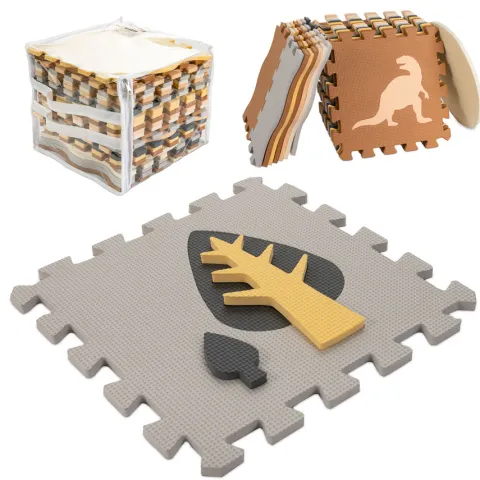Mata edukacyjna piankowa puzzle kojec brązowa 143 x 143 cm 36 elementów