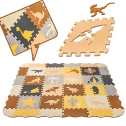 Mata edukacyjna piankowa puzzle kojec brązowa 143 x 143 cm 36 elementów