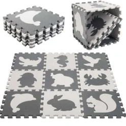 Mata edukacyjna piankowa puzzle czarny 85 x 85 cm 9 elementów