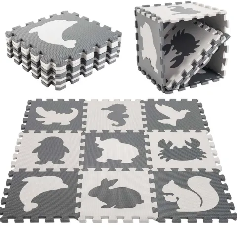 Mata edukacyjna piankowa puzzle czarny 85 x 85 cm 9 elementów