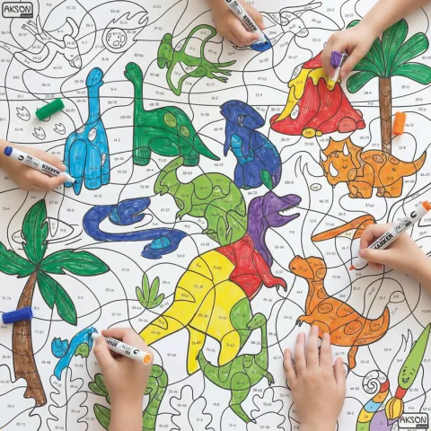 Mata suchościeralna matematyczna Dinozaury 100x100 cm