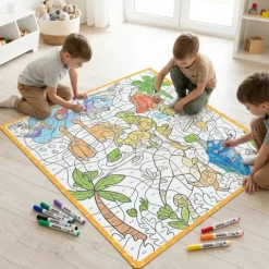 Mata suchościeralna matematyczna Dinozaury 100x100 cm