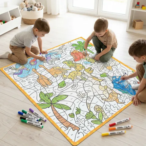 Mata suchościeralna matematyczna Dinozaury 100x100 cm