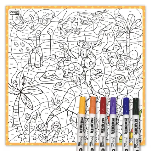 Mata suchościeralna matematyczna Dinozaury 100x100 cm