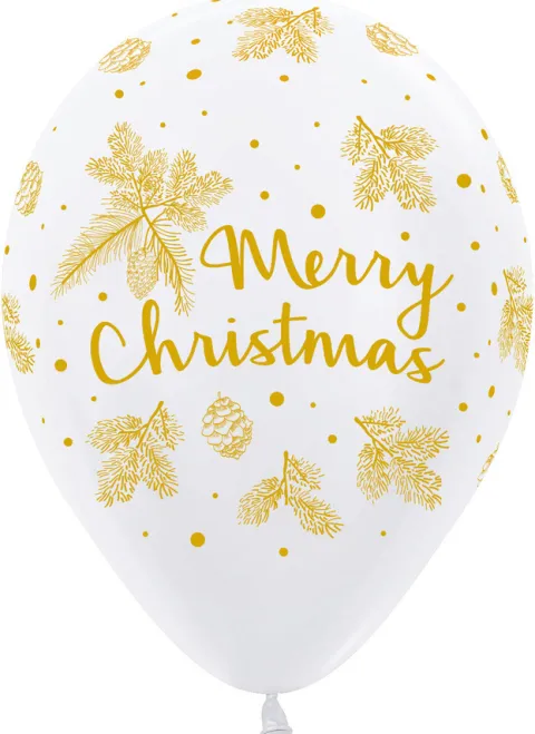 Merry Christmas ZŁOTY balon gumowy świąteczny Sempertex 1 szt.
