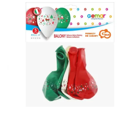 MIKOŁAJE 12 cali balony świąteczne 5 szt Gemar