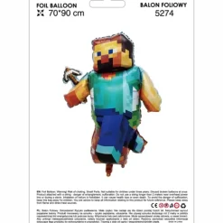 Minecraft Piksele balon foliowy Steve 85 cm