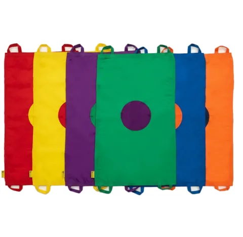 Mini chusta animacyjna 100 x 60 cm zestaw 6 sztuk kolory tęczowe z kołami