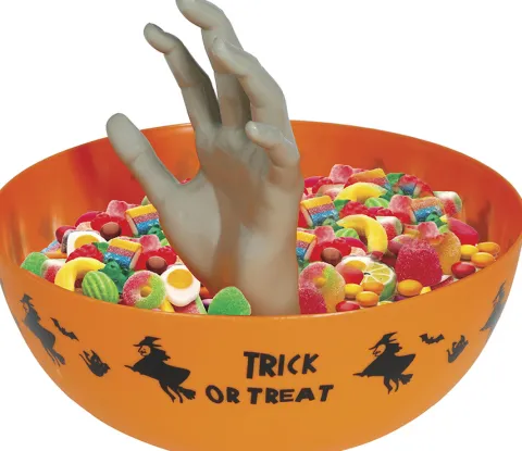 Miska na słodycze z wystająca dłonią Halloween 24x11 cm