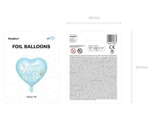 Mom to Be balon foliowy serce 35 cm Baby Shower