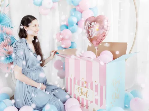 Mom to Be balon foliowy serce 35 cm Baby Shower