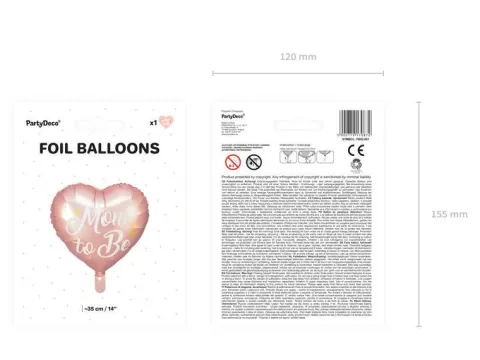 Mom to Be balon foliowy serce 35 cm Baby Shower