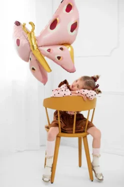 Motyl różowy balon foliowy 120x87 cm