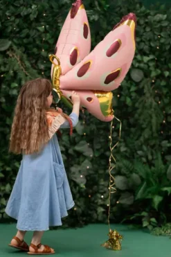 Motyl różowy balon foliowy 120x87 cm
