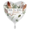 Mr & Mrs Love balon foliowy serce 18 cali