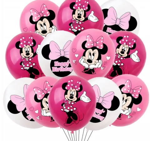 Myszka Minnie balony gumowe z nadrukiem 12 szt. mix