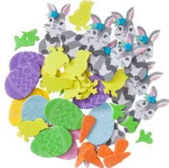 Naklejki z pianki Wielkanocne - Króliczki, Pisanki, Kurczaczki 48 szt.