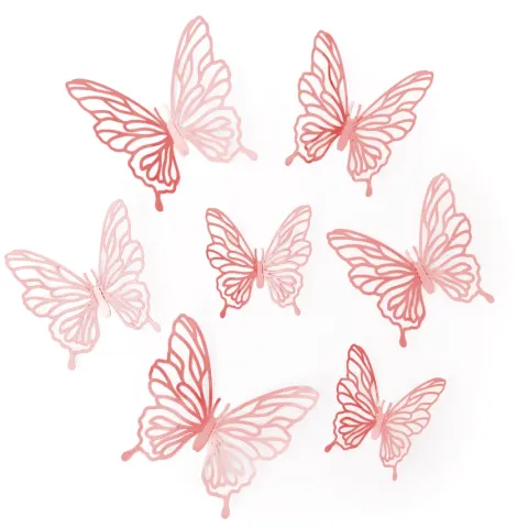 Naklejki na ścianę 3D Motyle ażurowe rose gold 12szt.