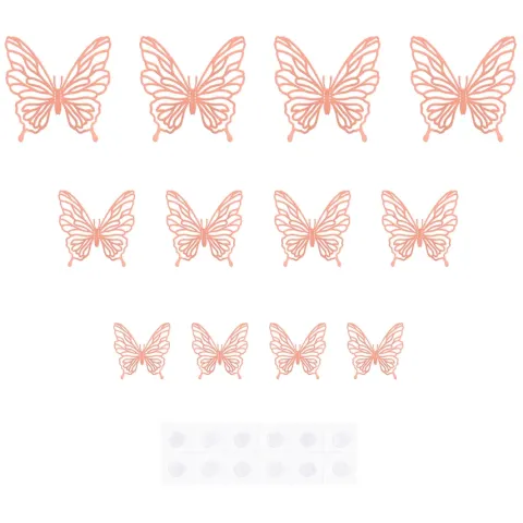 Naklejki na ścianę 3D Motyle ażurowe rose gold 12szt.