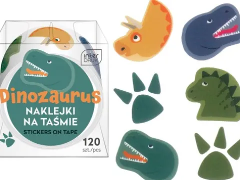 Naklejki na taśmie dla dzieci dinozaury lub jednorożce mix wzorów do wyboru