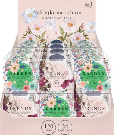 Naklejki na taśmie FLOWERS kwiatowe wzory 120 szt.