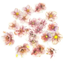 Naklejki połyskujące KWIATY folia PET 20 SZT - PINK BLUSH