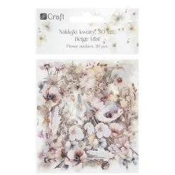 Naklejki transparentne KWIATY folia PET 30 SZT - BEIGE MIST